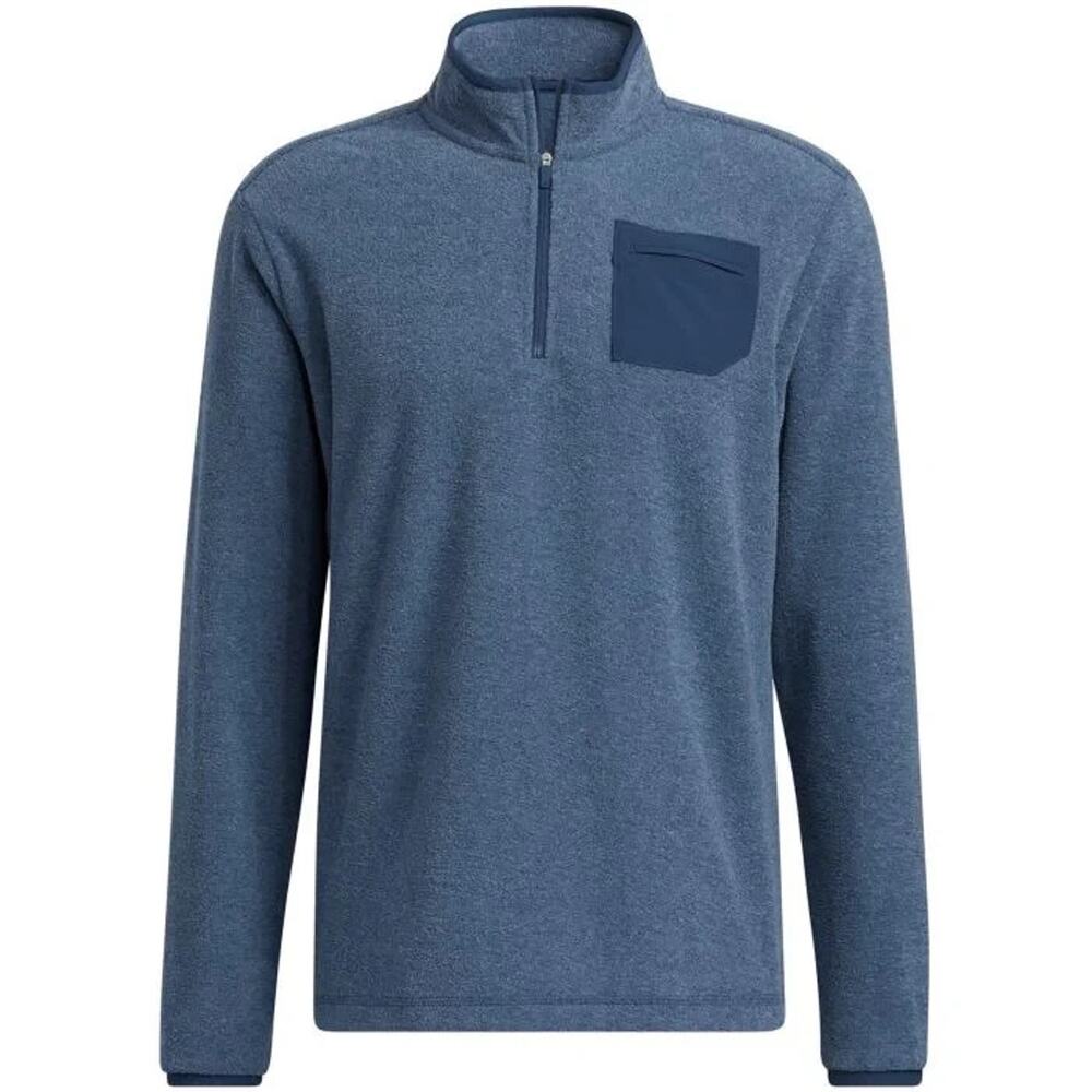 New Men's Adidas Primegreen Pocket 1/4 Zip Golf Pullover Crew Navy XL